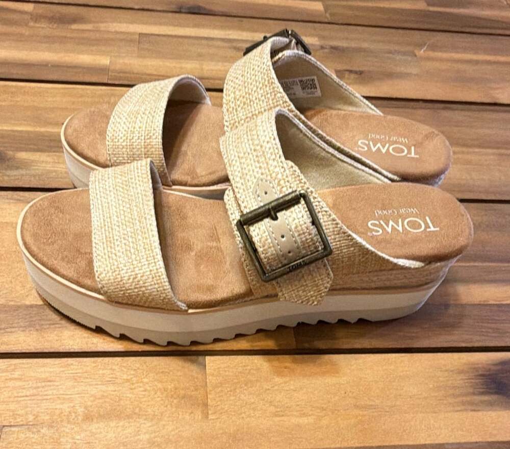 Toms Diana Mule Wedge Size 7.5 Raffia Sandal